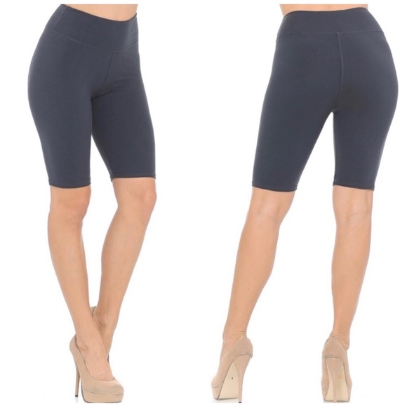 1 LEFT! RESTOCKED! Charcoal High Waist Uber Soft Biker Shorts - Picture 4 of 5